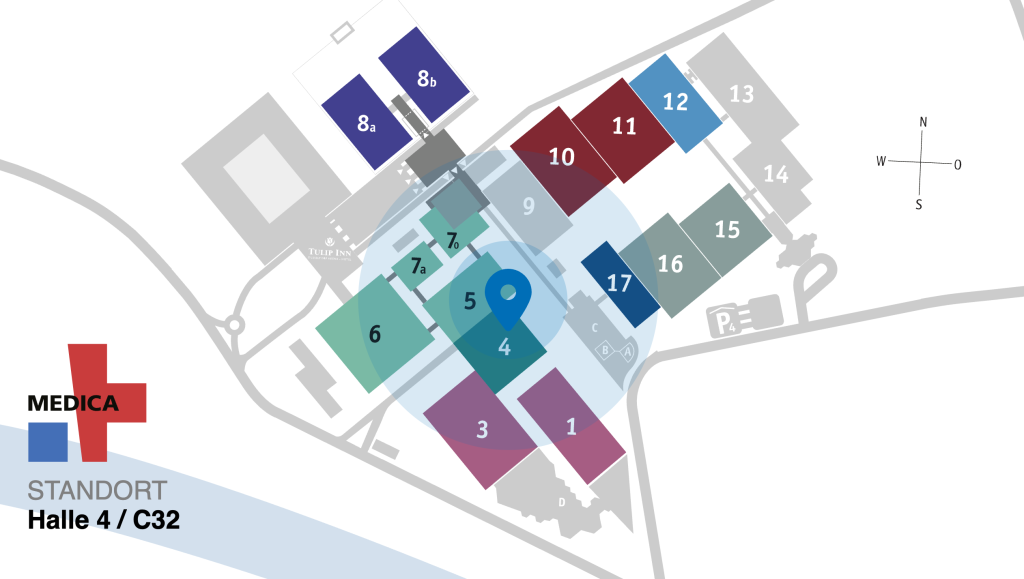 Site plan Messe Düsseldorf: location of Hall 4 at MEDICA 2026